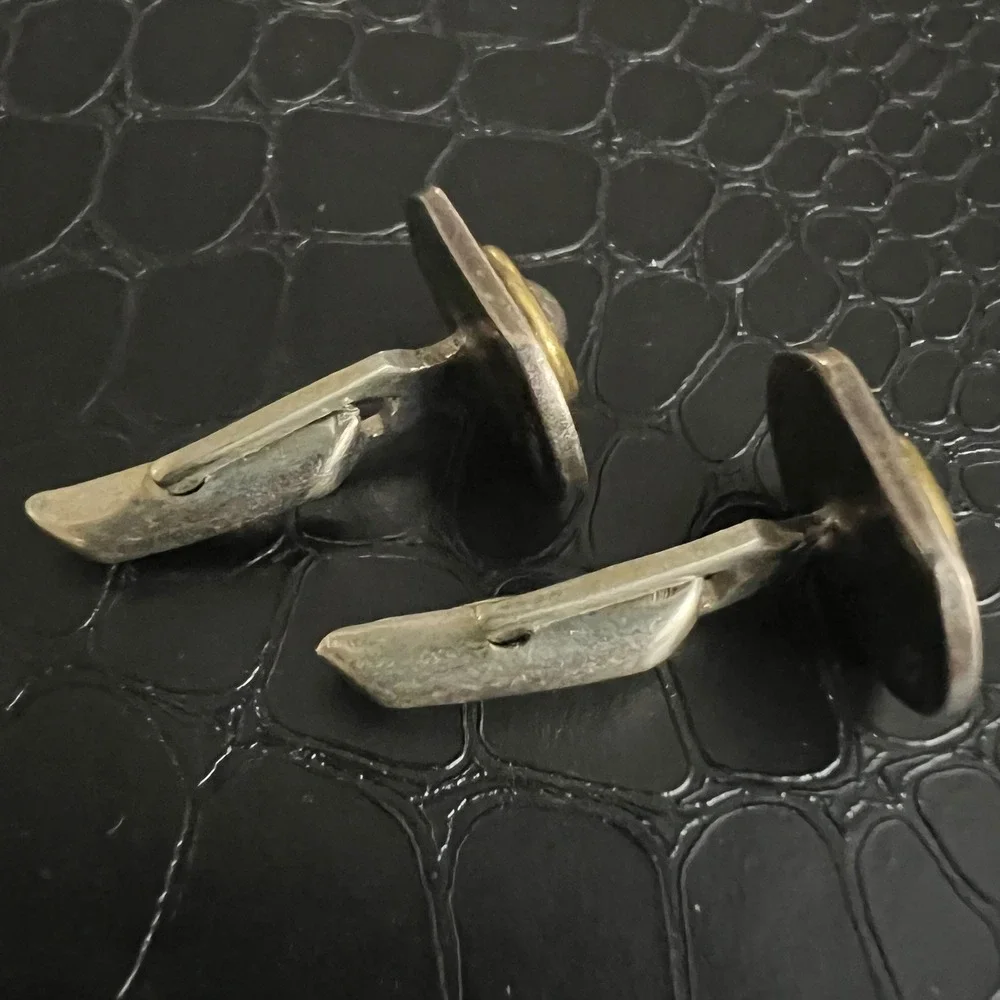 Vintage Mexico 925 Sterling Silver Mixed Metal Geometric Cufflinks Gorpcore